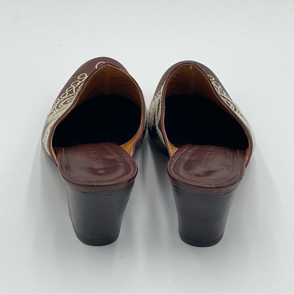 Jessica Bennett leather Clog Mule 7.5 Embroidered Brown Bootie Festival Cosplay - Picture 3 of 16